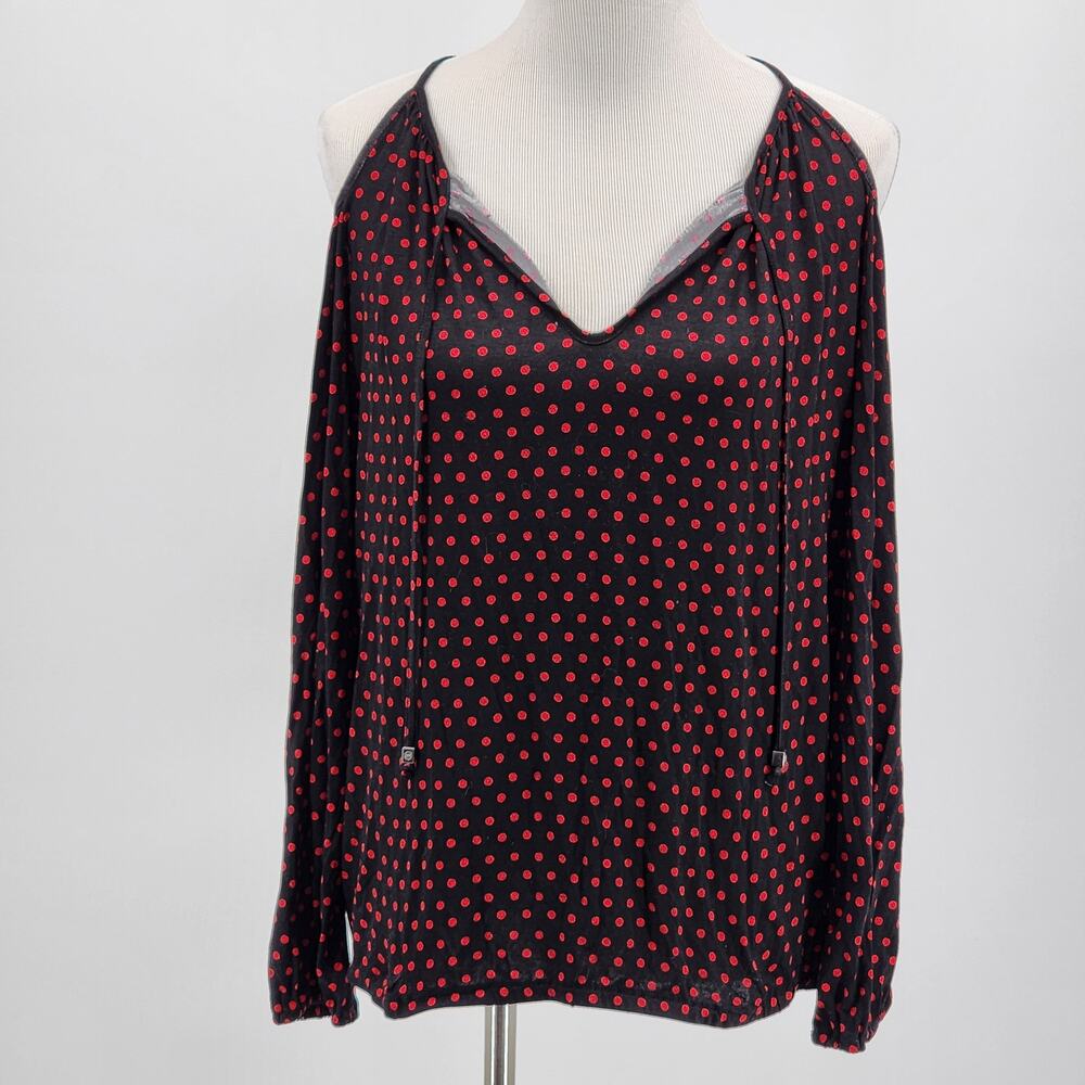 Michael Kors Polka Dot Cold Shoulder Rayon Blouse NWT Size Medium